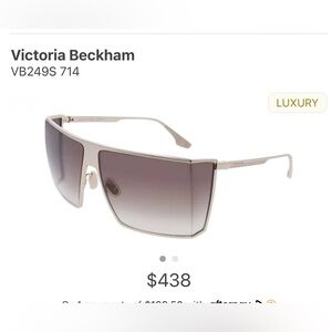 Victoria Beckham Silver Shield Sunglasses with Gray Gradient Lenses